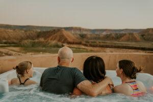 family hot tub glamping 